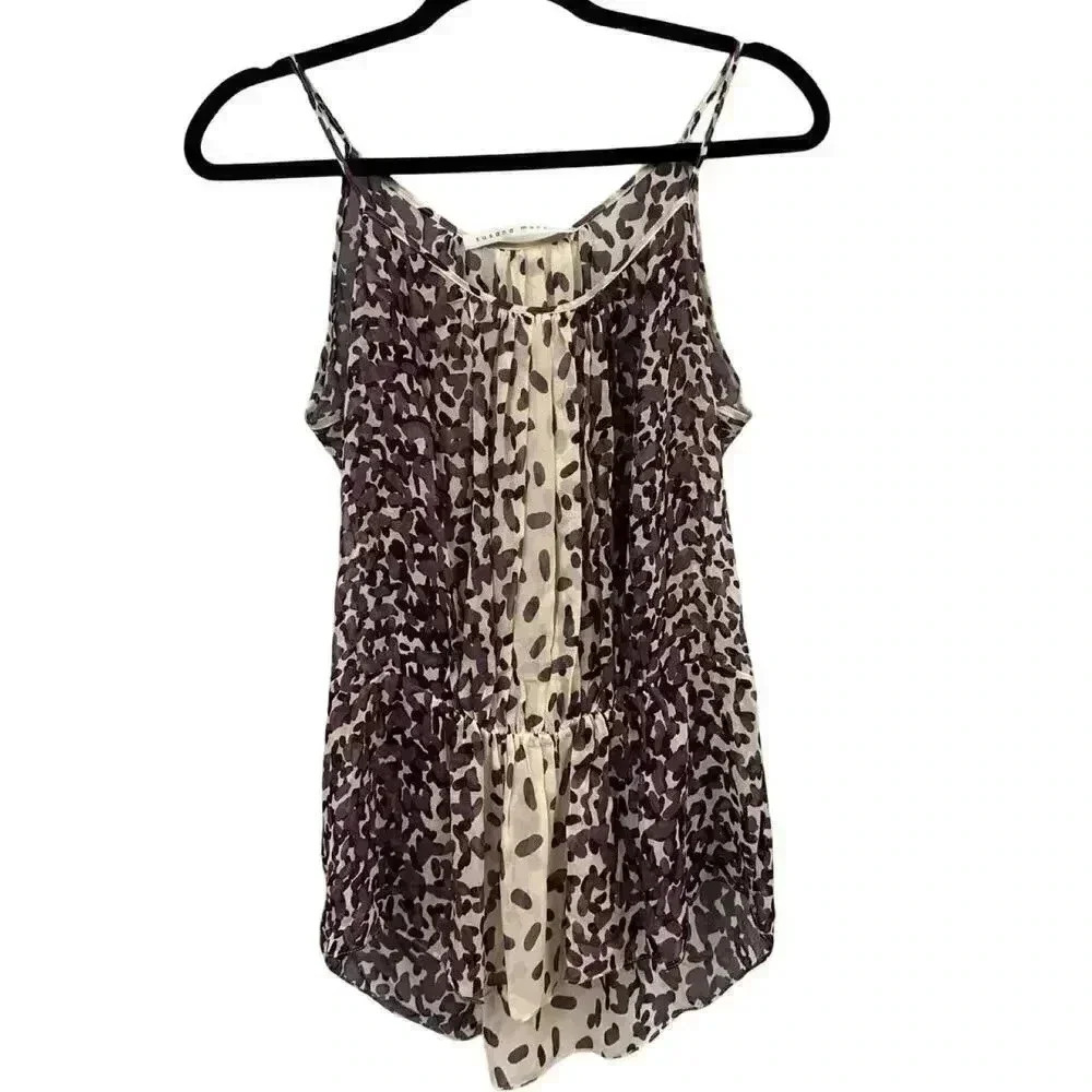 NWT Susana Monaco 4 (Small) Purple‎ and Cream Lightweight Flowy Sheer Tank Top